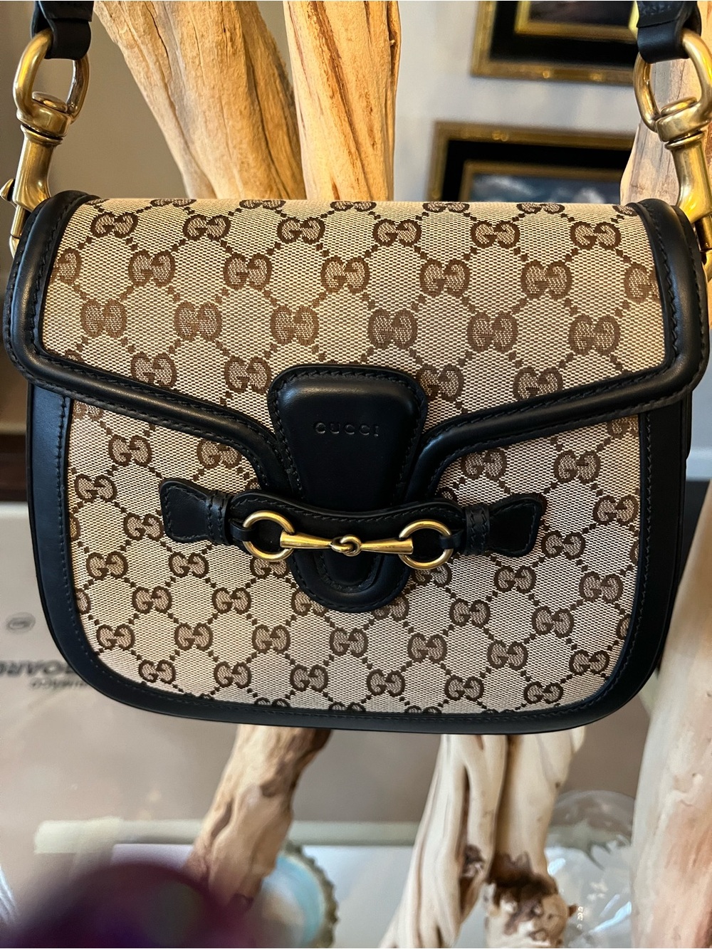 Gucci Beige Brown GG Canvas Crossbody with Green-Red Web Strap - Picture 3 of 7